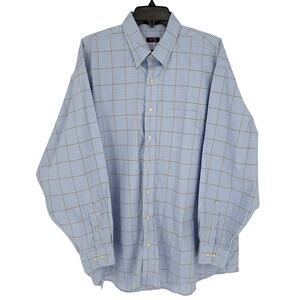 Overton Men's Casual Shirt Micro Plaid Light Blue White